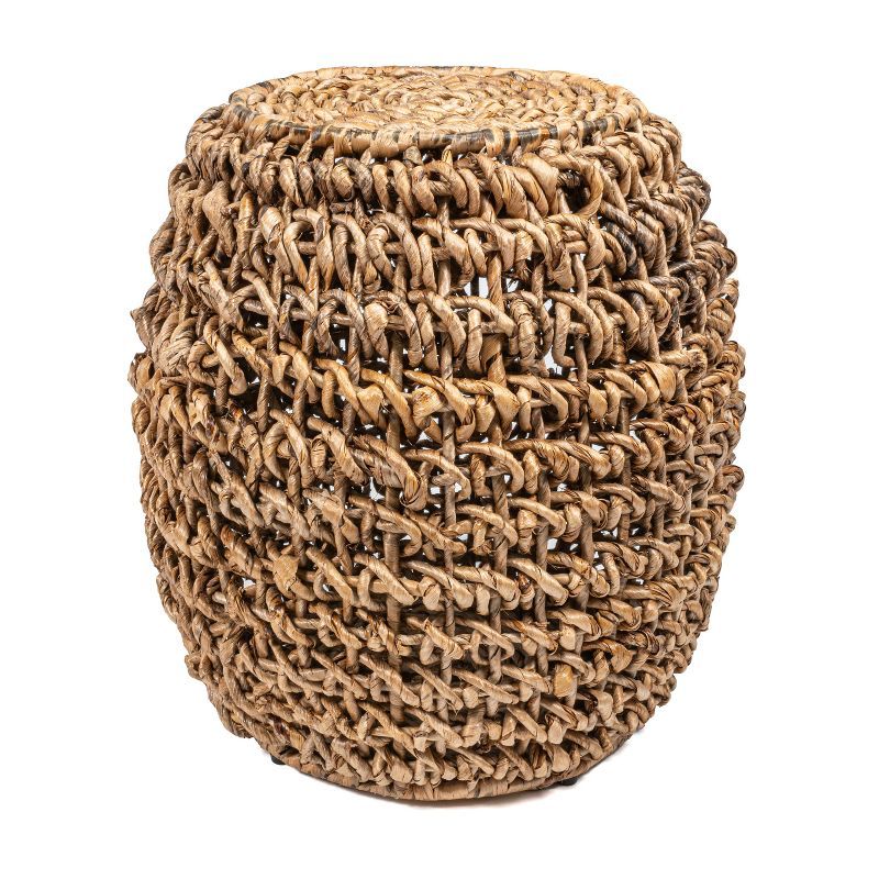 Sage 21" Brown Abaca and Iron Handwoven Stool