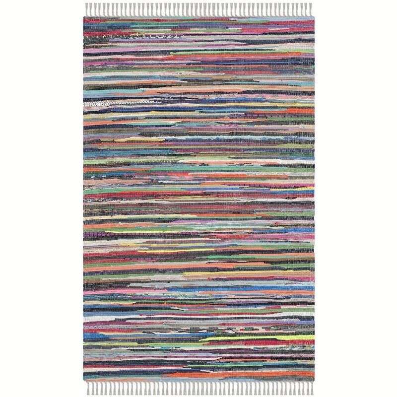Handmade Multicolor Stripe Flat-Woven Wool-Cotton Blend Rug