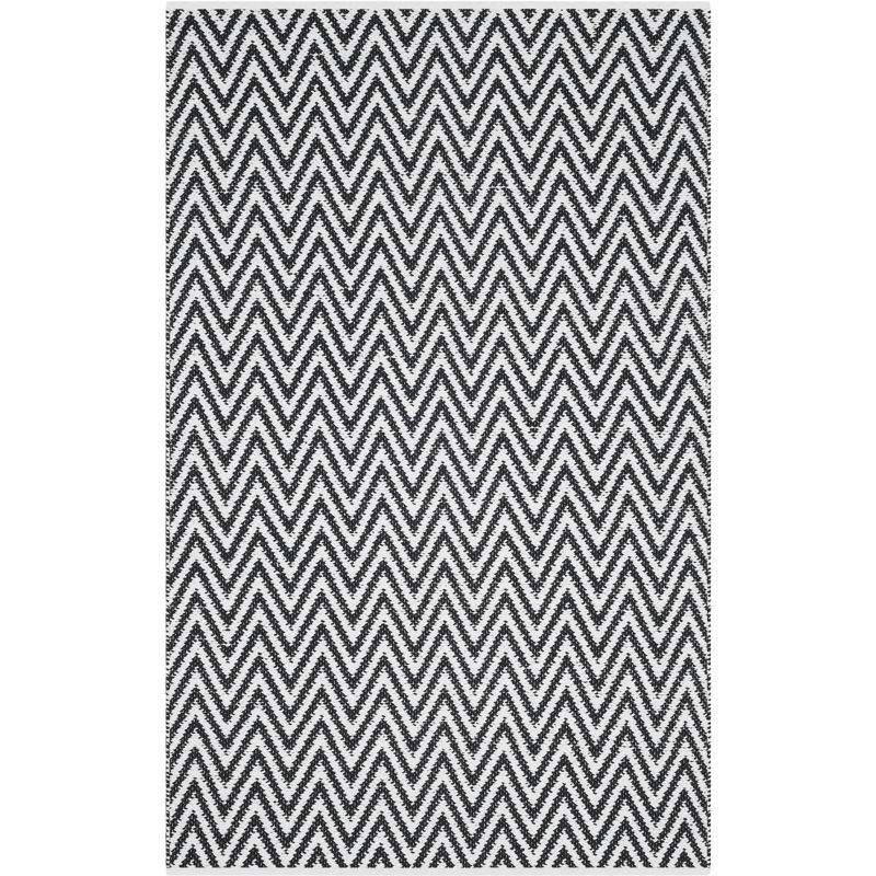 Montauk Black and Ivory Handwoven Cotton Area Rug 3' x 5'