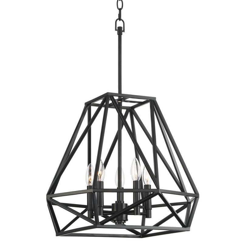 Geometric Black Iron 5-Light Pendant Chandelier