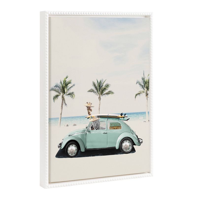 Summer Adventures Zoo Animals Beach Car Canvas Print