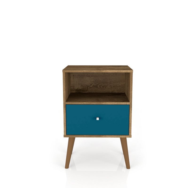 Liberty 1.0 Aqua and Rustic Brown Mid-Century Modern Nightstand