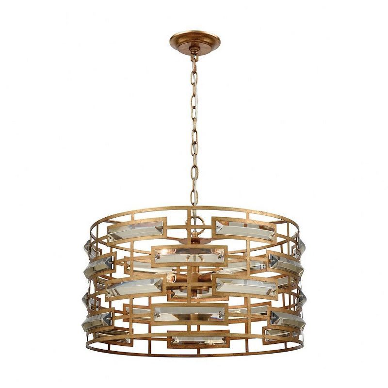 Gold Crystal 5-Light Pendant Chandelier