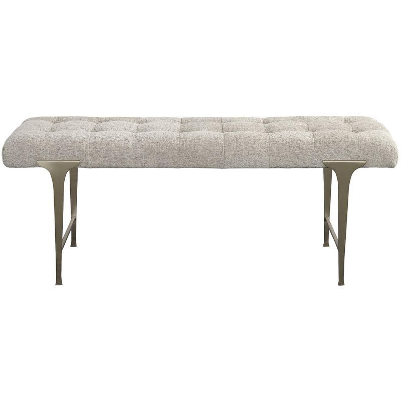 Imperial 48" Gray Upholstered Bench with Iron Frame