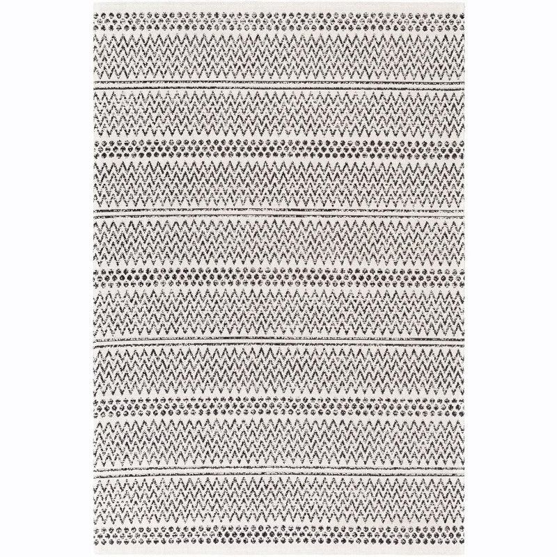 Aarau Cream and Black Hand-Knotted Wool Area Rug