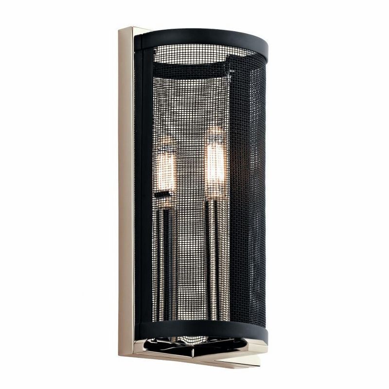 Modern Polished Nickel 6"x12" Industrial Mesh Wall Sconce