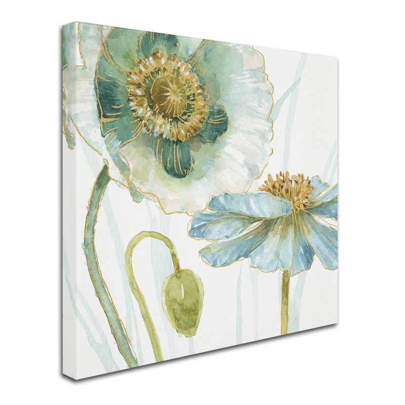 Lisa Audit Blue and Teal Floral Canvas Art, 18 in