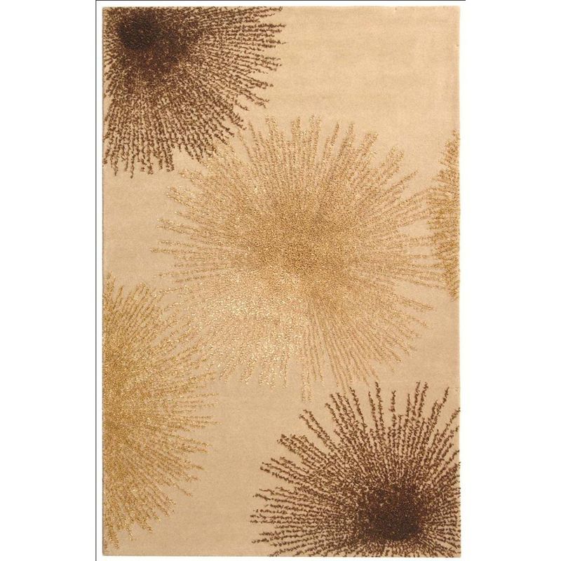 Beige Hand-Tufted Wool and Viscose Rectangular Rug