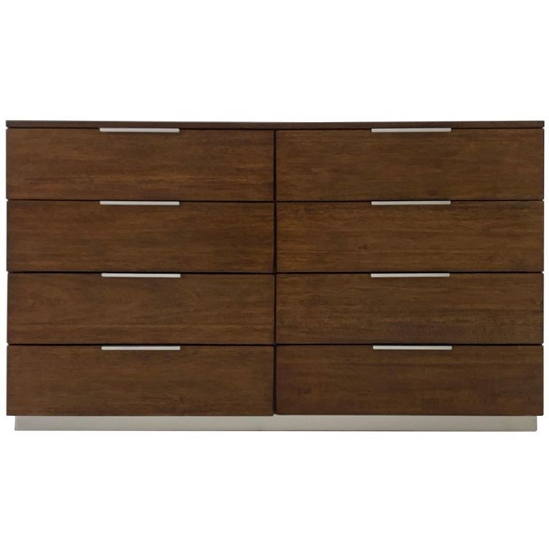 Brylin Chic Rustic 8-Drawer Dark Walnut Dresser with Chrome Accents