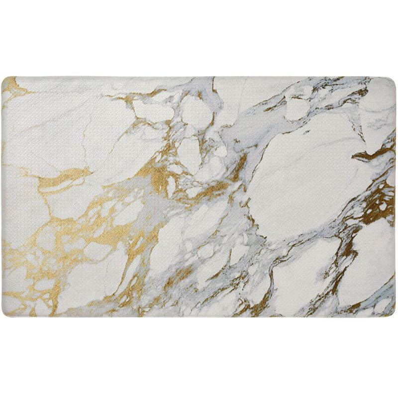 Gold and White Marble Anti-Fatigue Kitchen Mat, 20" x 36"