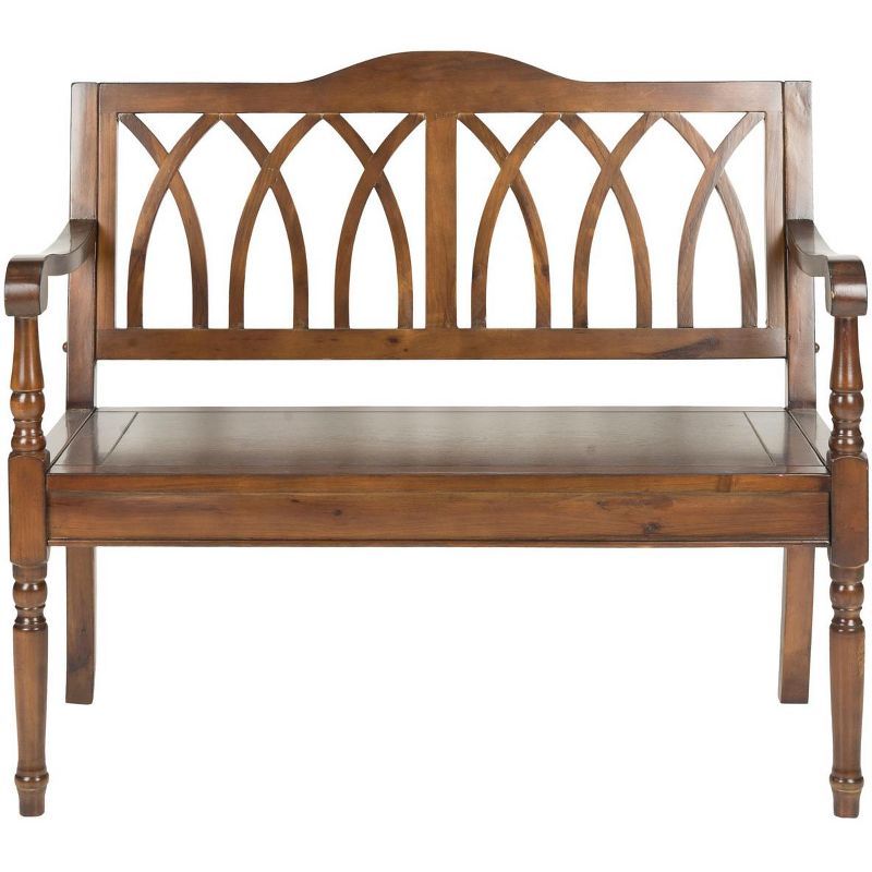 Benjamin Dark Teak Pine Wood Gothic Bench