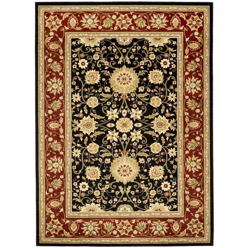 Lyndhurst Black and Red Floral Synthetic Area Rug