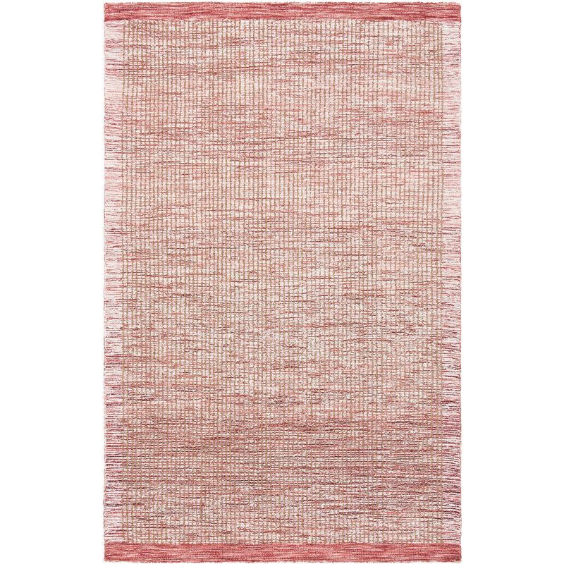 Ivory and Red Hand-Tufted Wool 4' x 6' Area Rug