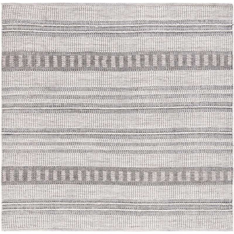 Handwoven Gray Square Wool Artisan Rug - 6' x 6'