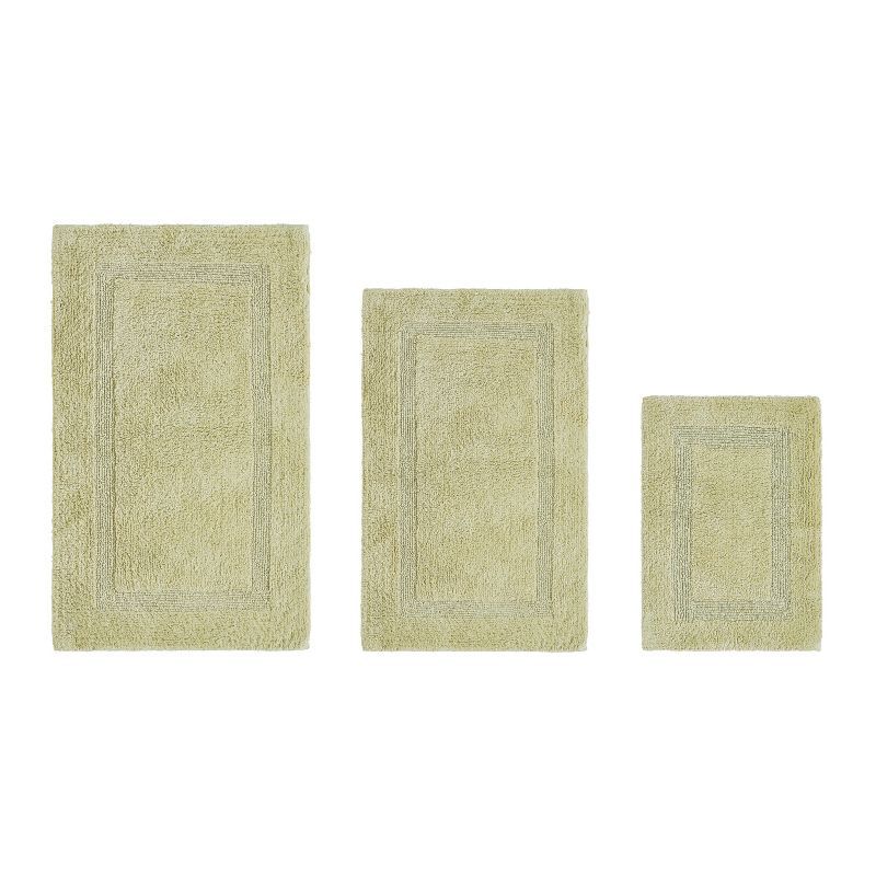 Luxurious Sage Green Cotton Tufted Reversible Bath Rug Set