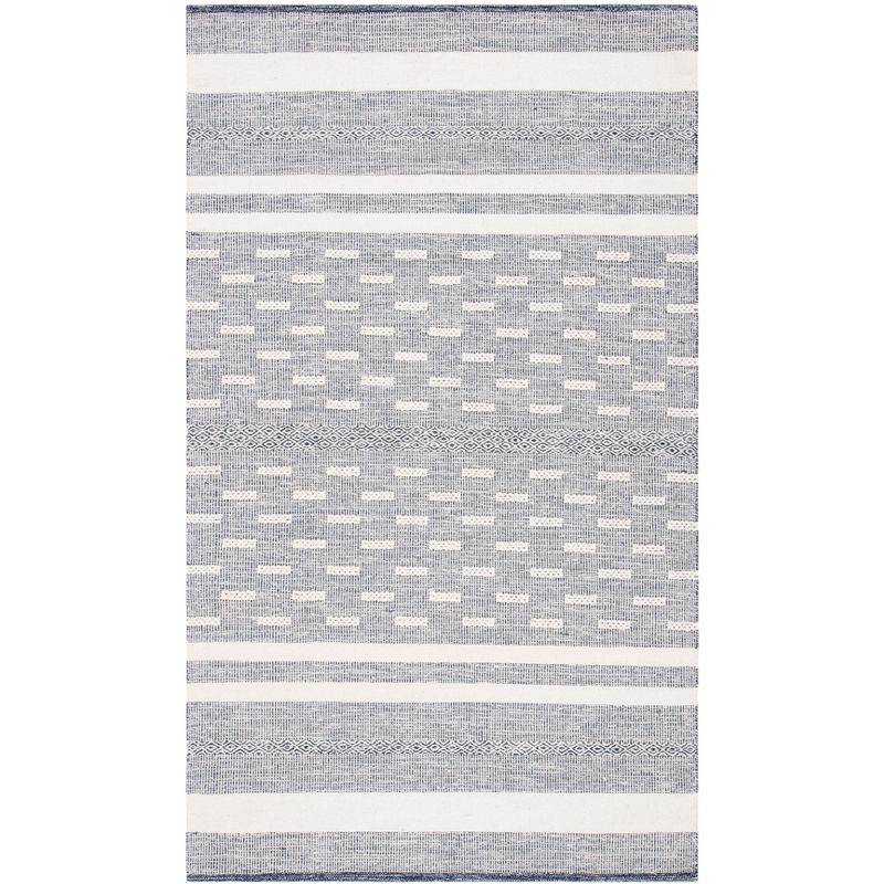 Ivory Stripe Kilim 6' x 9' Hand Woven Wool-Cotton Rug