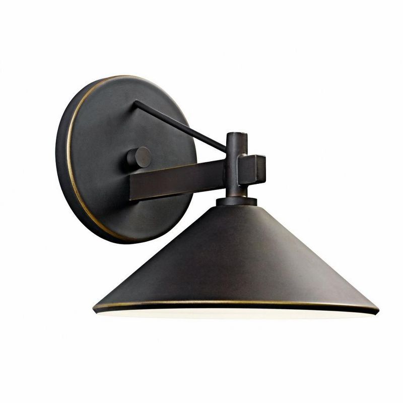 Rustic Bronze Lantern 8" Wall Light in Distressed Oil-Rubbed Finish