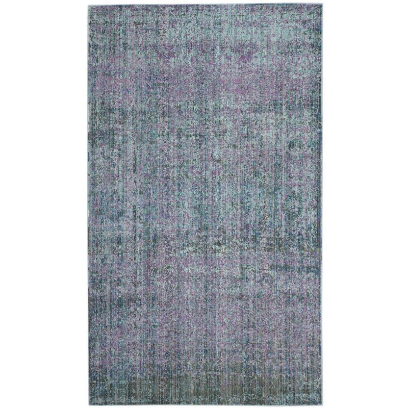 Turquoise and Multicolor Synthetic Rectangular Area Rug, 3' x 5'