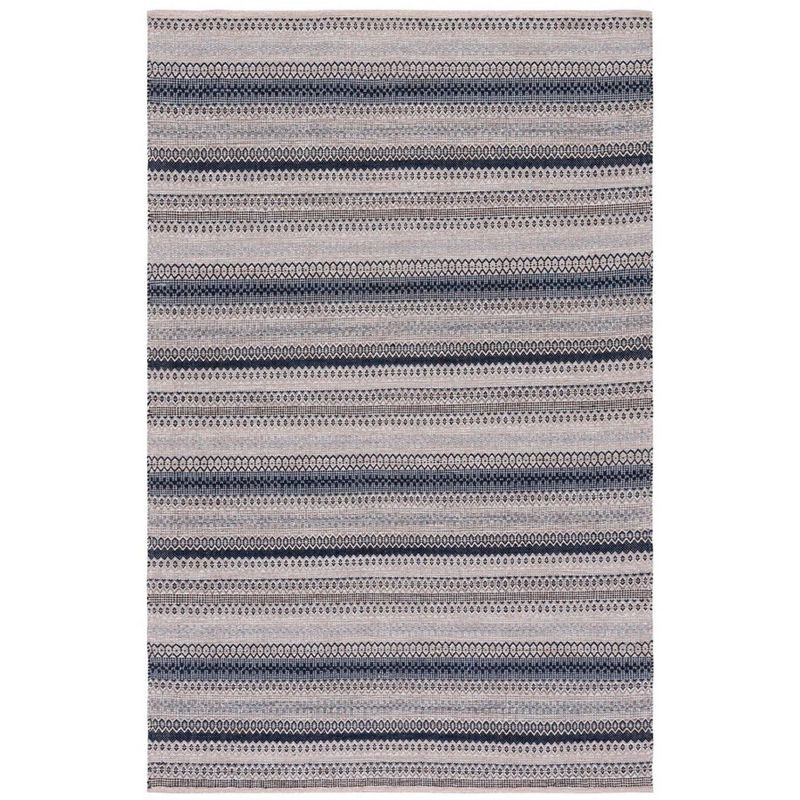 Gray and Black Handwoven Wool Cotton 6' x 9' Area Rug