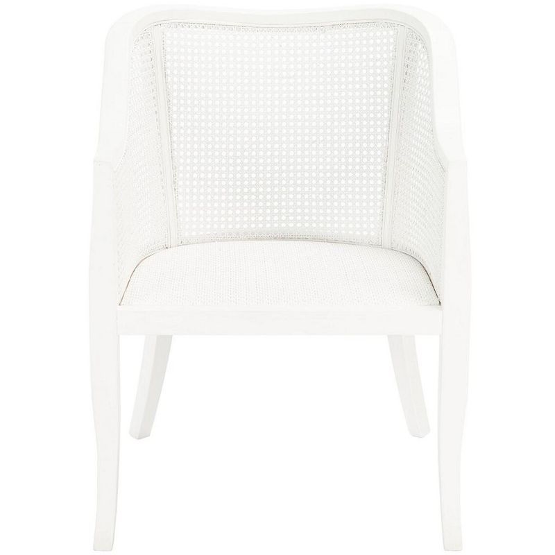 Parsons White Wood & Cane Transitional Arm Chair