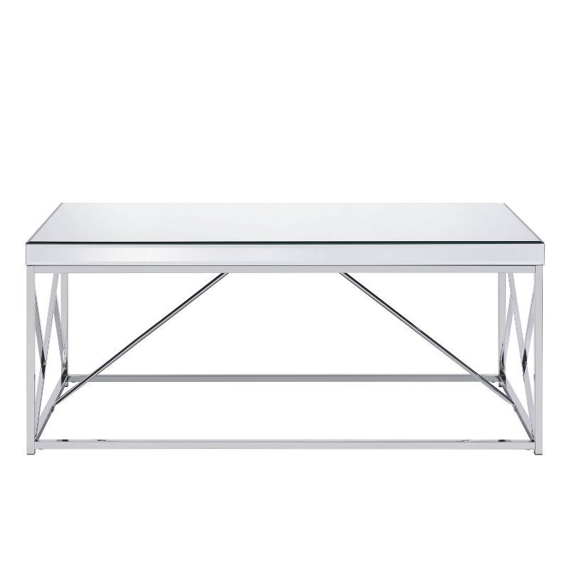 Evelyn Rectangular Chrome Mirrored Glass Cocktail Table