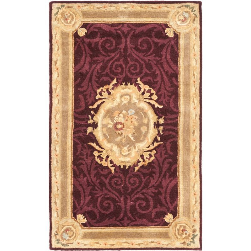 Empire Dark Red and Beige Hand-Tufted Wool Area Rug