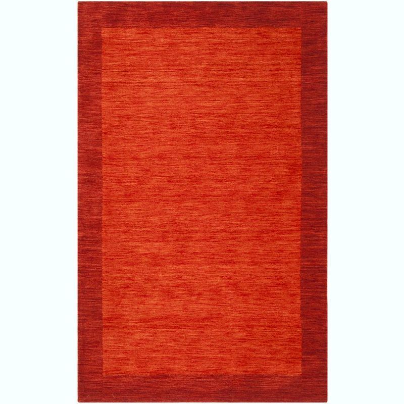 Handmade Red Wool 5'x8' Rectangular Area Rug