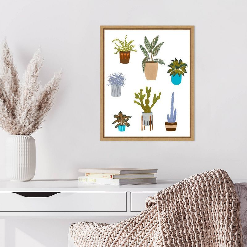 Houseplant Chart II Modern Giclee Print on Canvas with Maple Frame