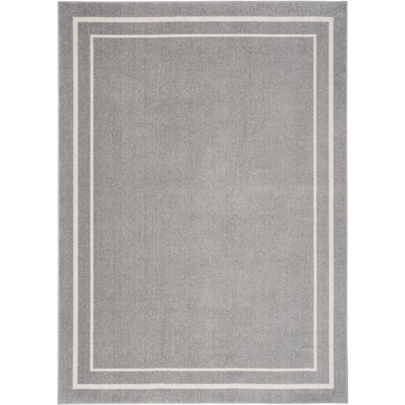 Essentials Grey/Ivory Synthetic 5' x 7' Easy-Care Outdoor Rug