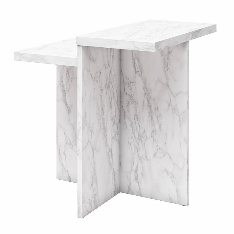 Brielle White Faux Marble Rectangular End Table