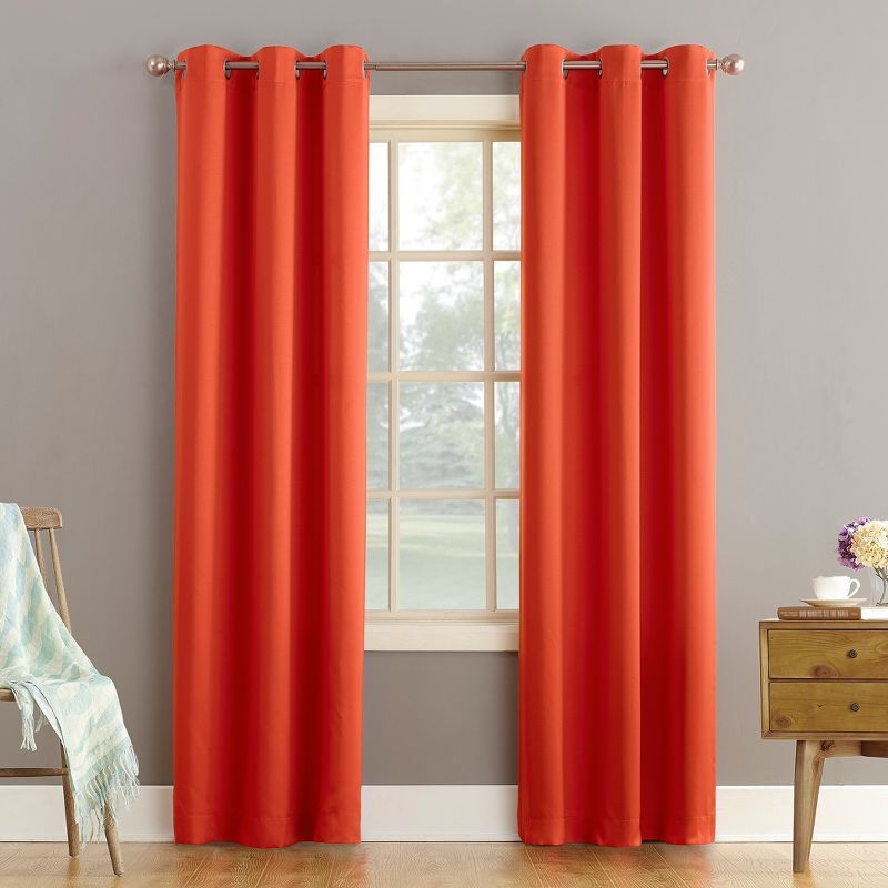 Tangerine Orange Room-Darkening Polyester Grommet Curtain Panel 40" x 84"