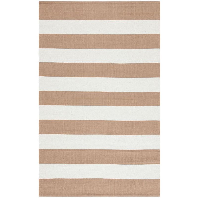 Coastal Breeze Sand & Ivory Stripe Cotton 4'x6' Area Rug