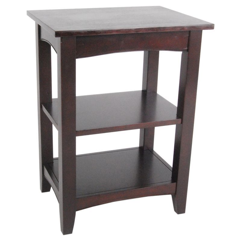 Espresso Shaker Cottage Wood 2 Shelf End Table