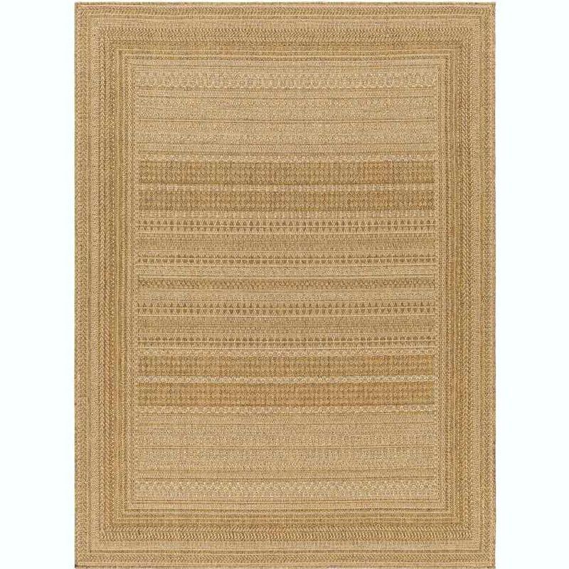 Fannie Beige and Brown Stripe Stain-Resistant Area Rug 6'7" x 9'