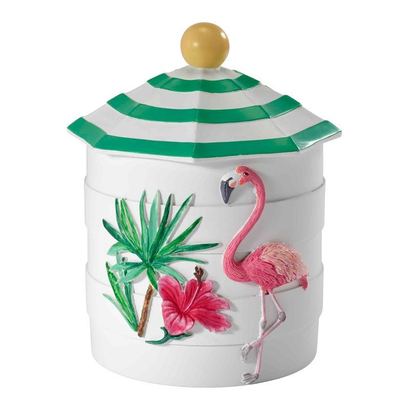 Tropical Flamingo Paradise Hand-Painted Resin Covered Jar