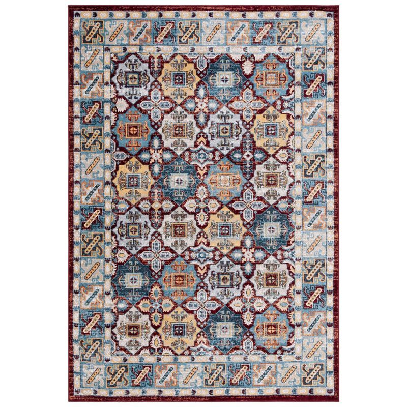 Coastal Charm Blue Synthetic 5'x7' Easy-Care Area Rug