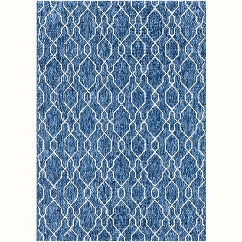 Valentijn Blue and White Synthetic Fur Stain-Resistant Area Rug