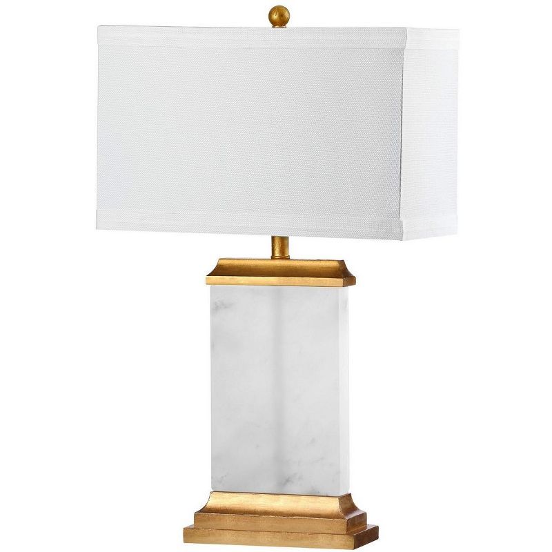 Delilah White Alabaster Table Lamp with Brass Accents