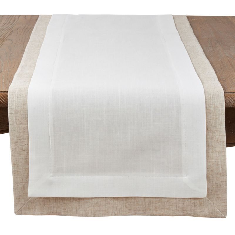 Ivory and Beige Double Layer Polyester Table Runner