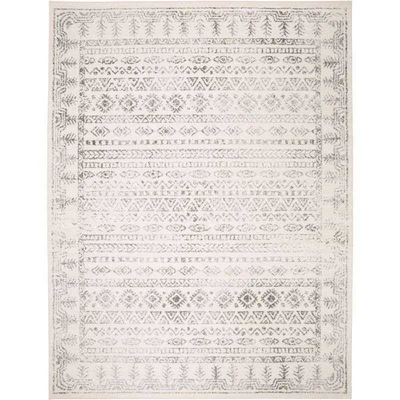 Ivory & Grey Synthetic 8' x 10' Hand-Knotted Area Rug