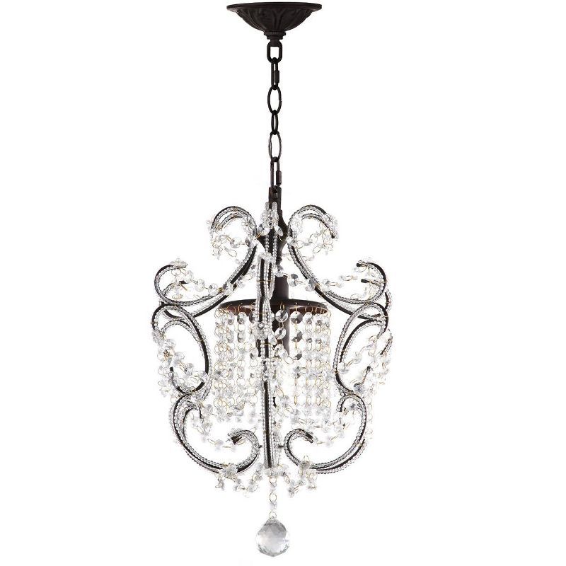 Luna 12" Brown Iron and Crystal Adjustable Chandelier