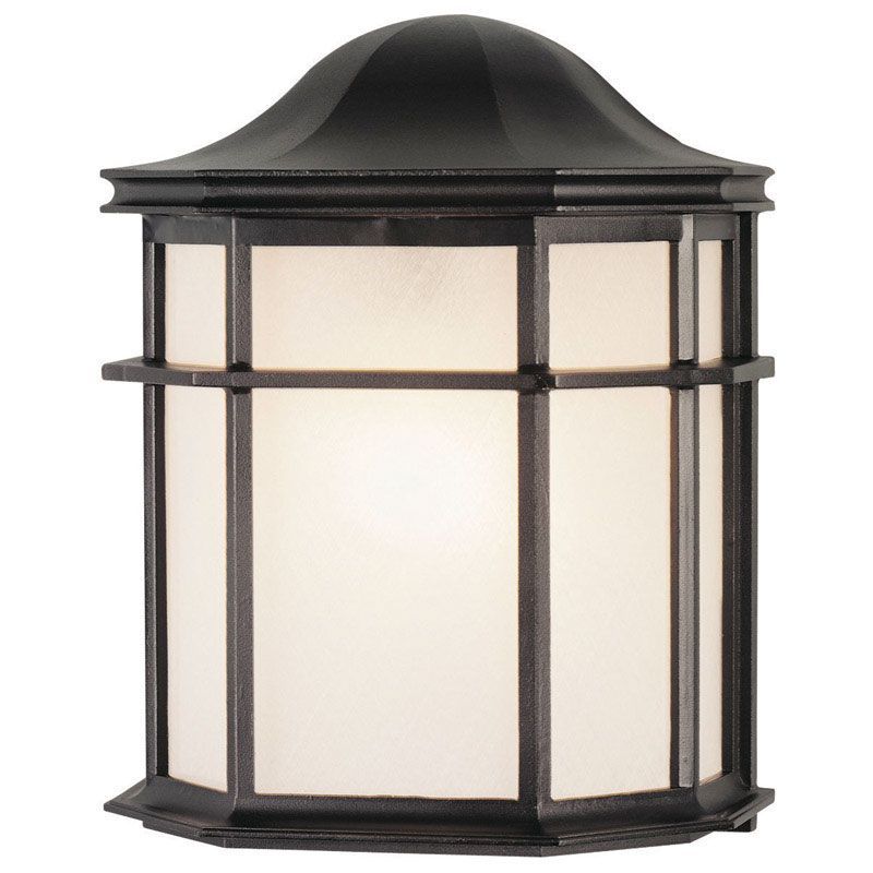 Textured Black Cast Aluminum Wall Lantern with Frosted Acrylic Lens