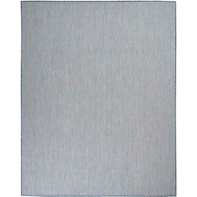 Ivory Blue Geometric Synthetic 8' x 10' Area Rug