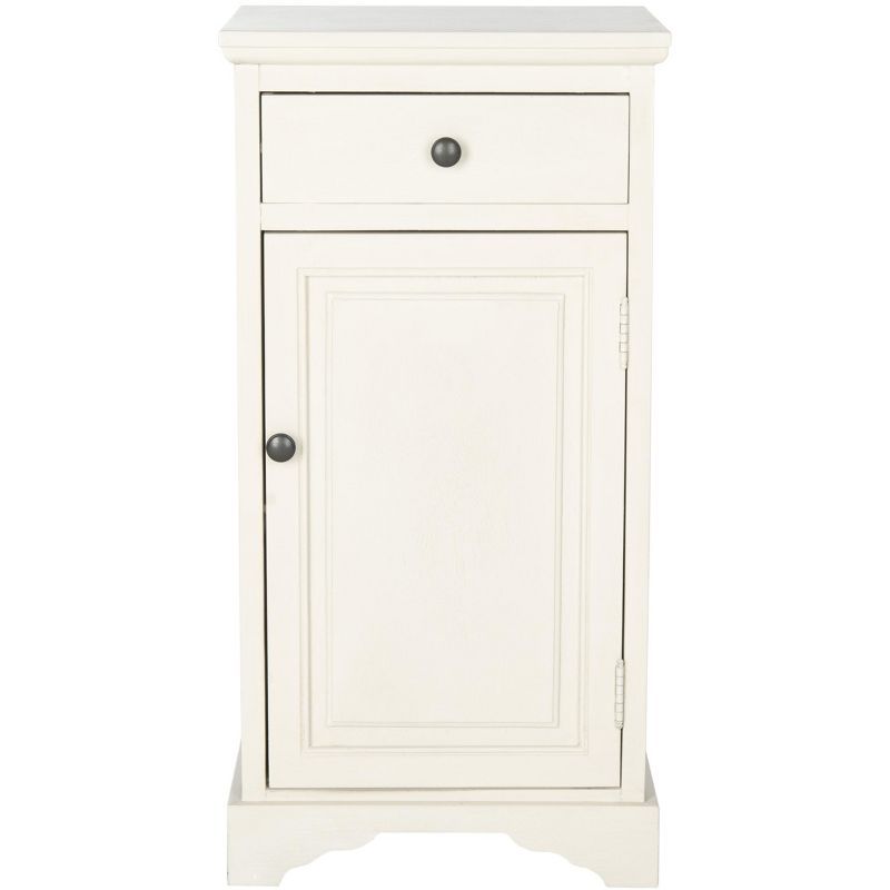 Transitional Hector White Pine Slim Storage Cabinet with Drawer