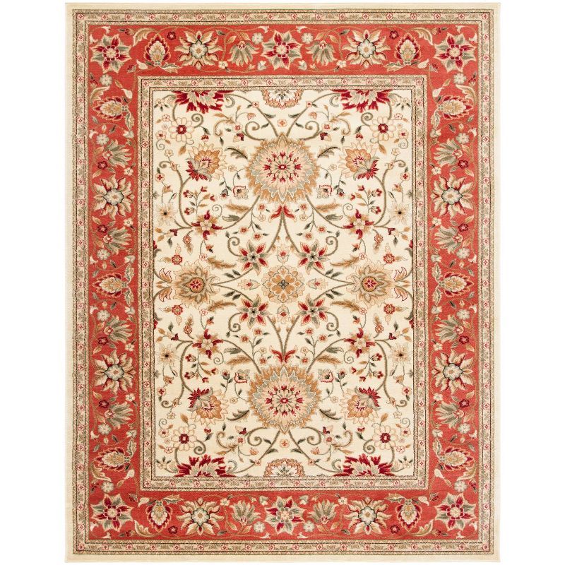 Ivory and Rust Rectangular Hand-knotted Synthetic Rug, 8' x 10'