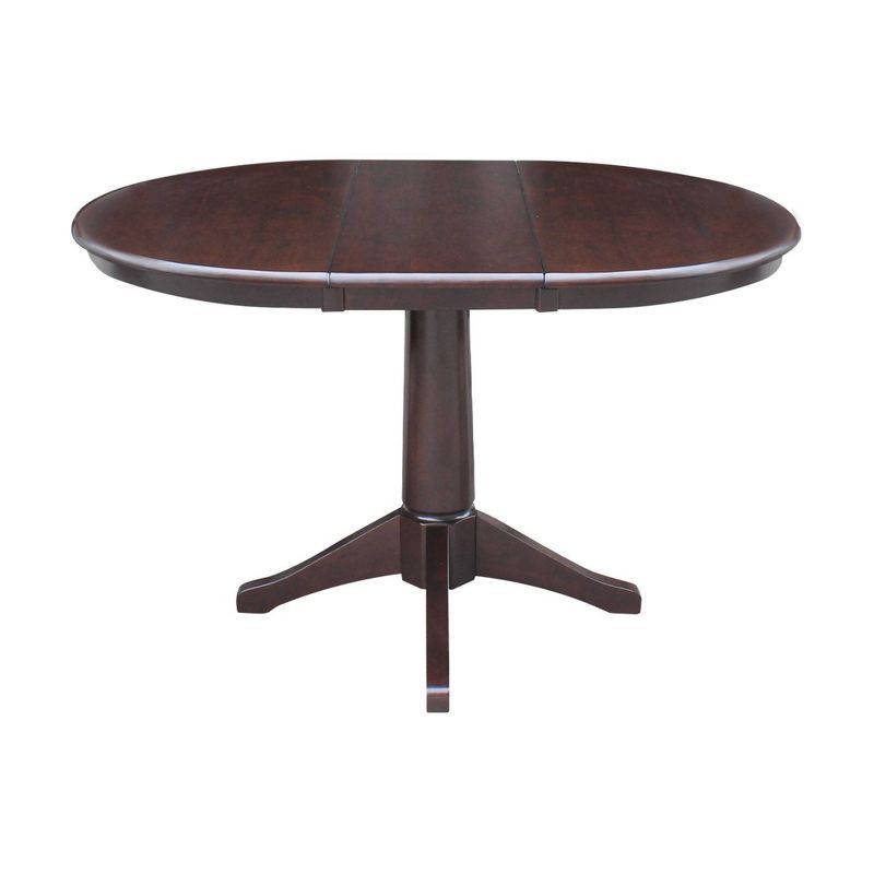 Espresso Oval Extendable Wood Dining Table with Leaf