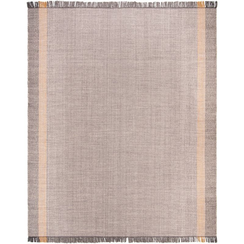 Mustard and Grey Handwoven Cotton Striped 8' x 10' Rug