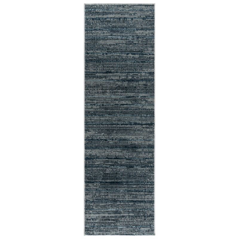 Blue and Gray Tufted Synthetic Runner Rug, 2'2"x6'