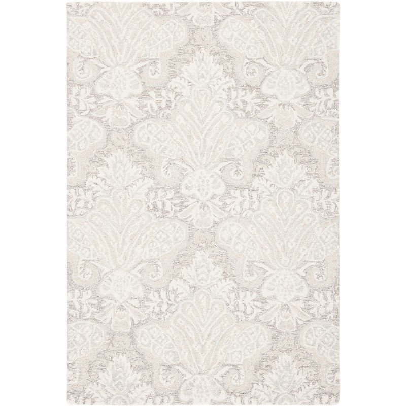 Handmade Beige Wool Medallion Tufted Rug - 2' 3" x 5'