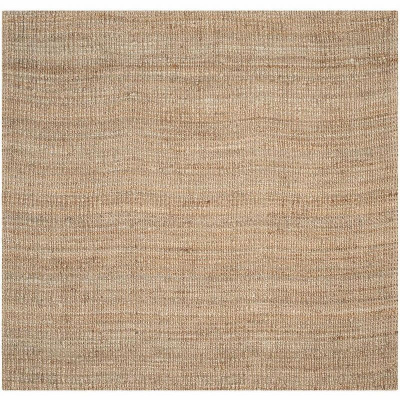 Hand-Knotted Natural Wool 7' Square Non-Slip Area Rug